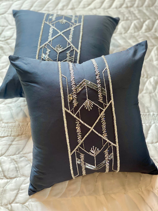 THE DEEP GREY FLORENCE CUSHION COVER