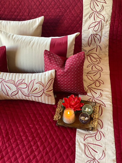 THE MAROON AND BEIGE CRYSTAL BEDDING SET