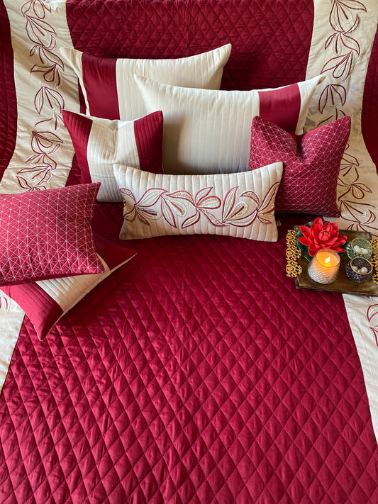 THE MAROON AND BEIGE CRYSTAL BEDDING SET