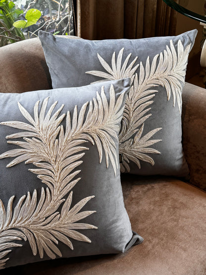 THE GREY LEAFLET ACCENT CUSHION