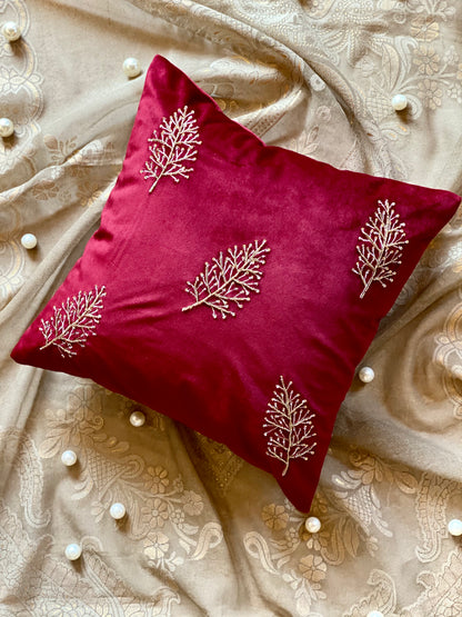 The Maroon Leaf Accent Cushion