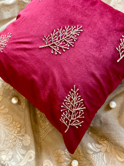 The Maroon Leaf Accent Cushion