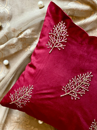 The Maroon Leaf Accent Cushion