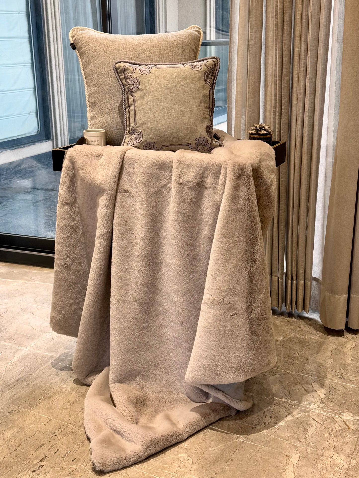 THE WASHED GREY FUR THROW