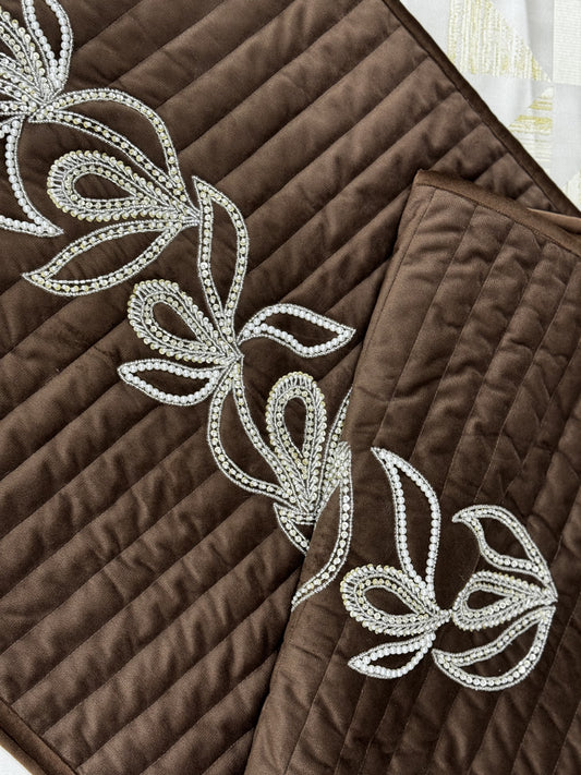 THE CHOCOLATE BROWN CRYSTAL BED RUNNER