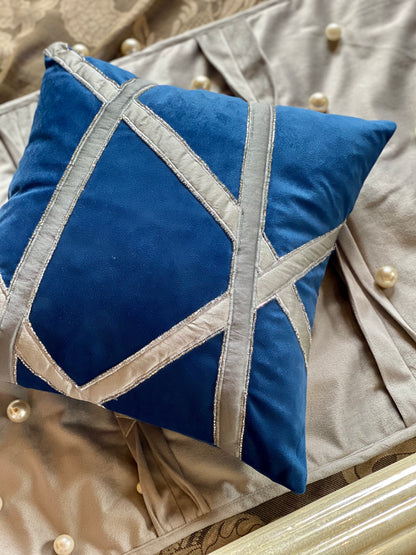 THE BLUE PATCHWORK CUSHION COVER