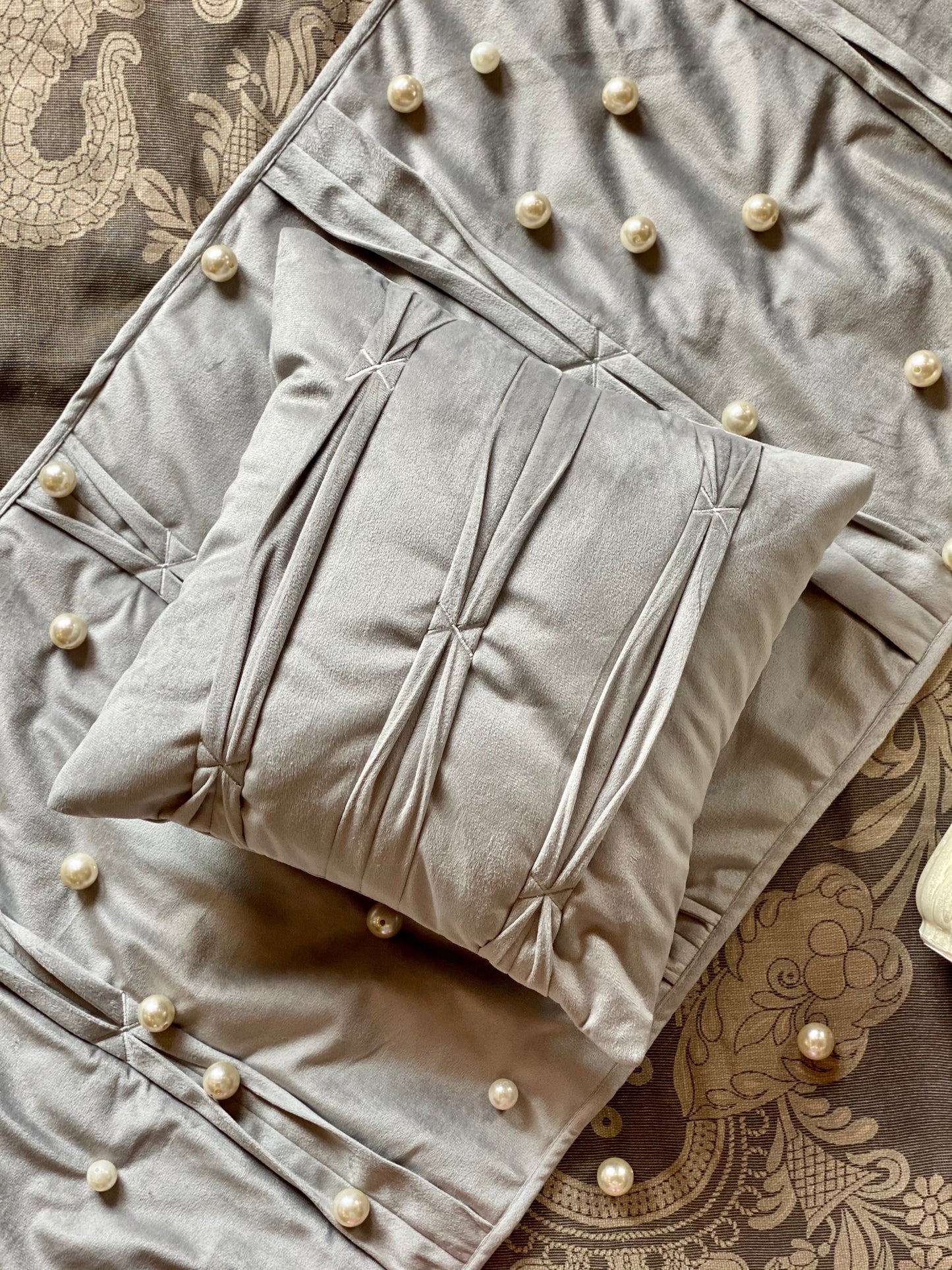 THE GREY PLEATED CUSHION COVER