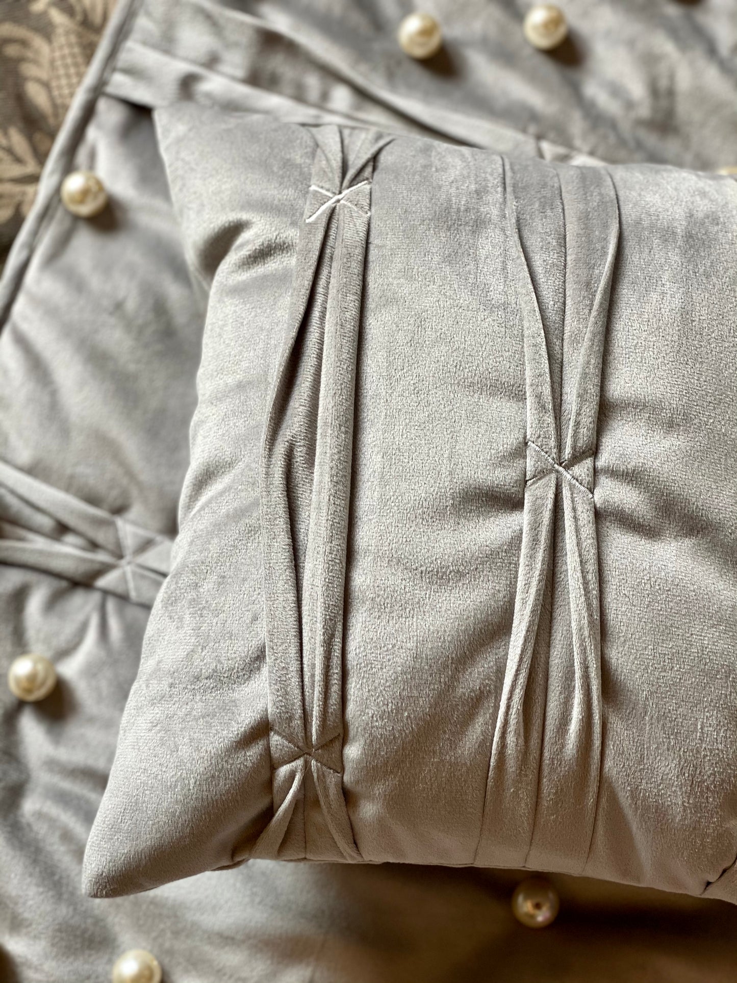 THE GREY PLEATED CUSHION COVER