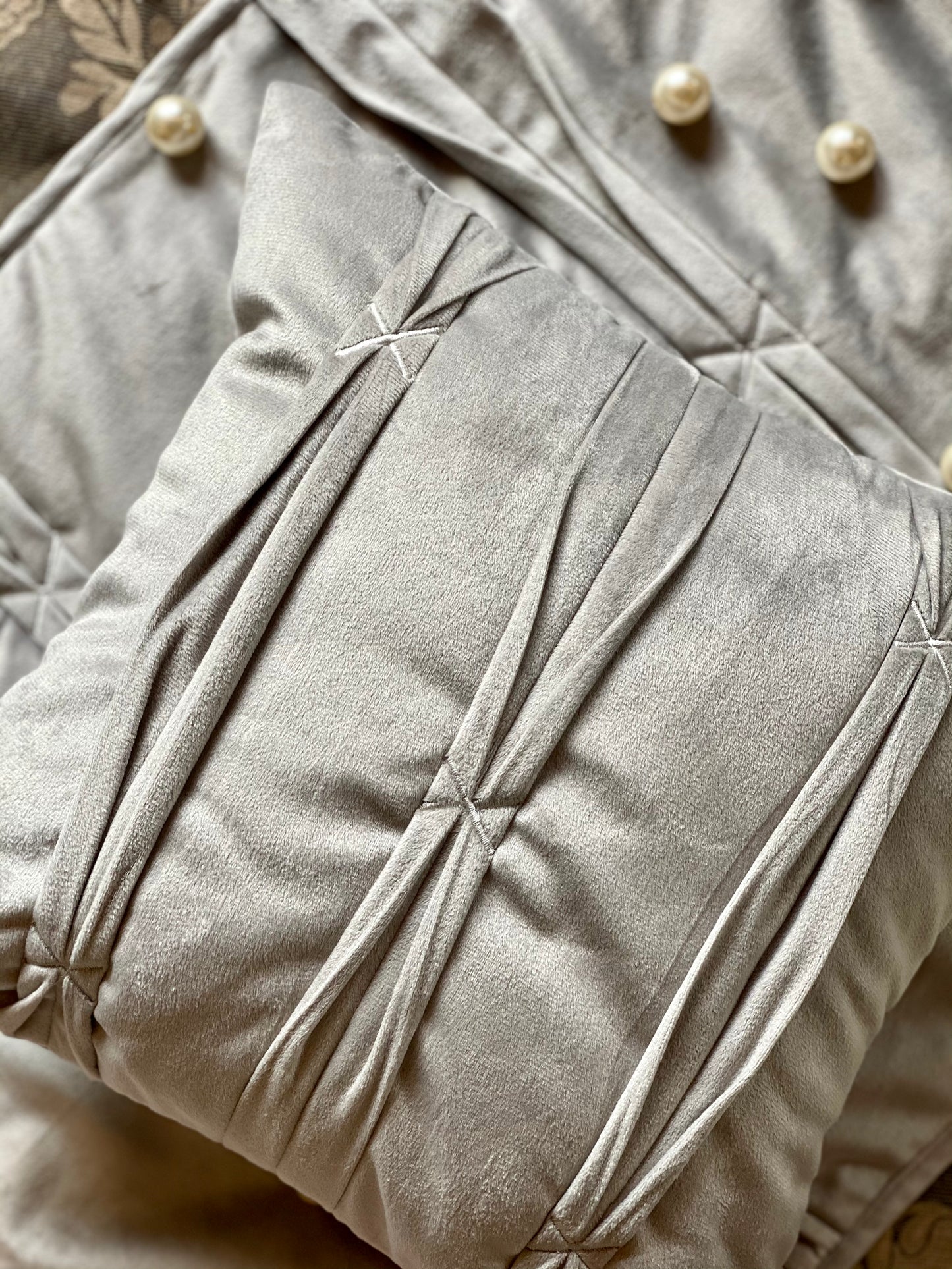 THE GREY PLEATED CUSHION COVER