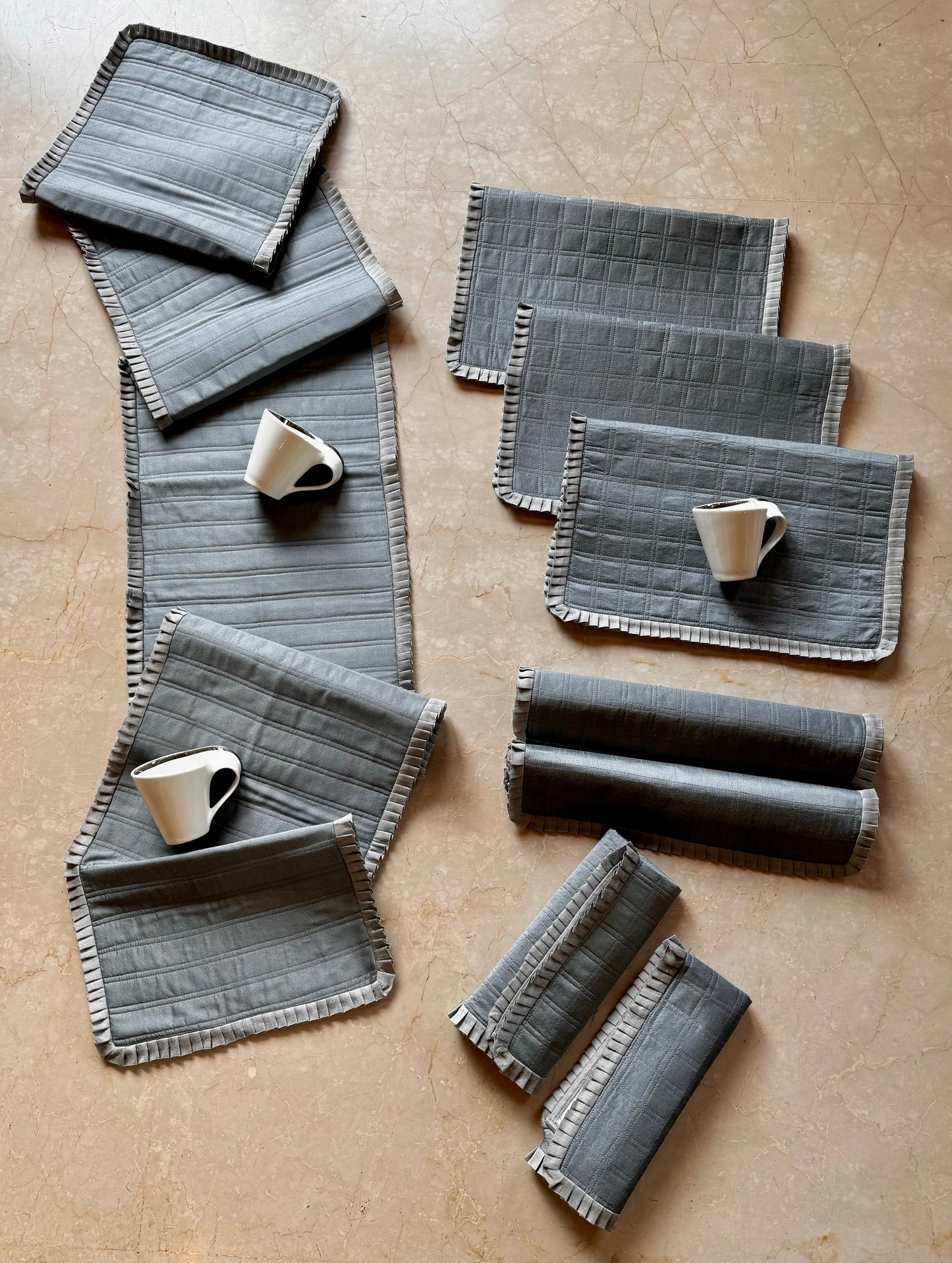 THE GREY PLEAT TABLE LINEN