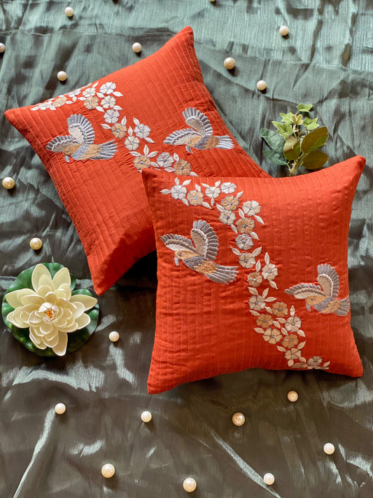 THE ORANGE HUMMING BIRD CUSHION COVER