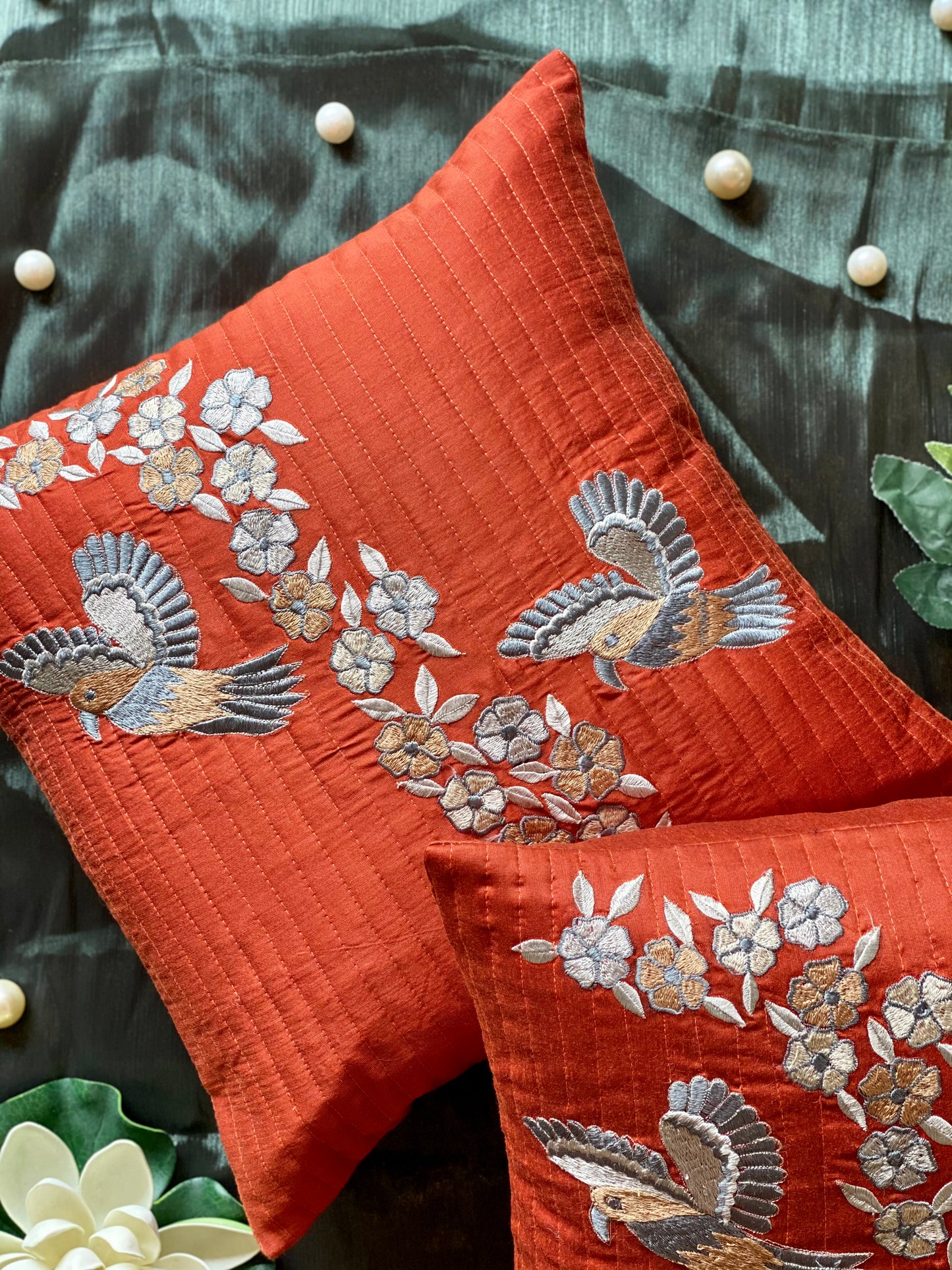 THE ORANGE HUMMING BIRD CUSHION COVER