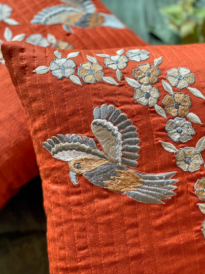 THE ORANGE HUMMING BIRD CUSHION COVER