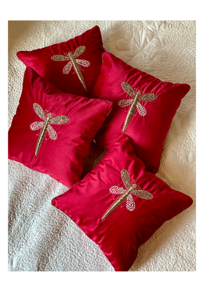 The Red Dragonfly Cushion Cover