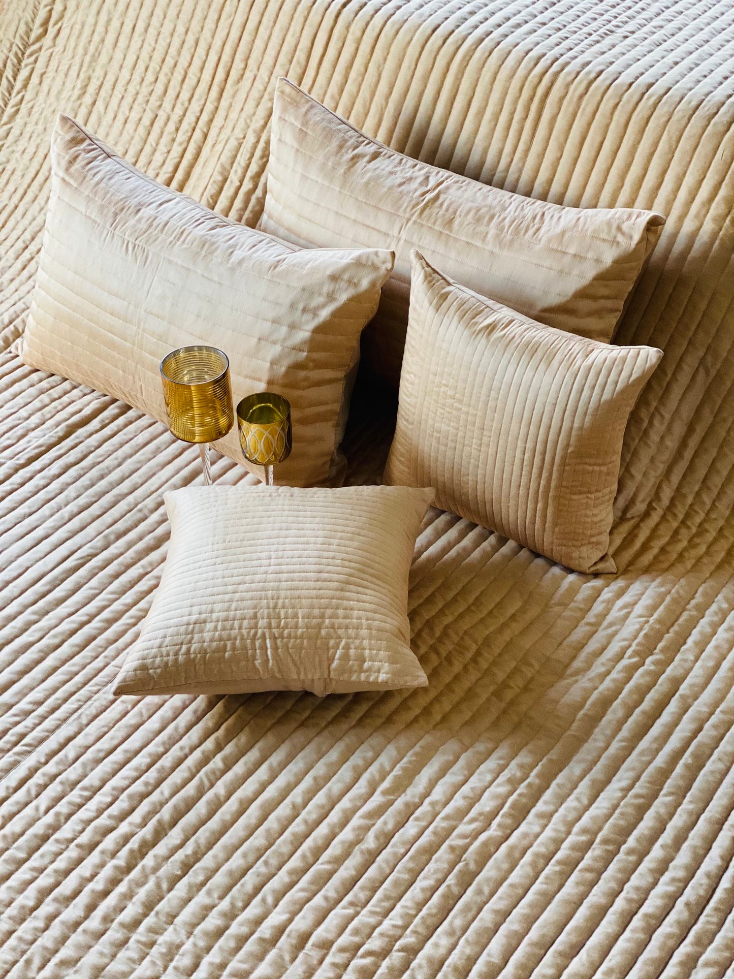 THE BEIGE QUILTED BEDDING SET (5 PCS SET)