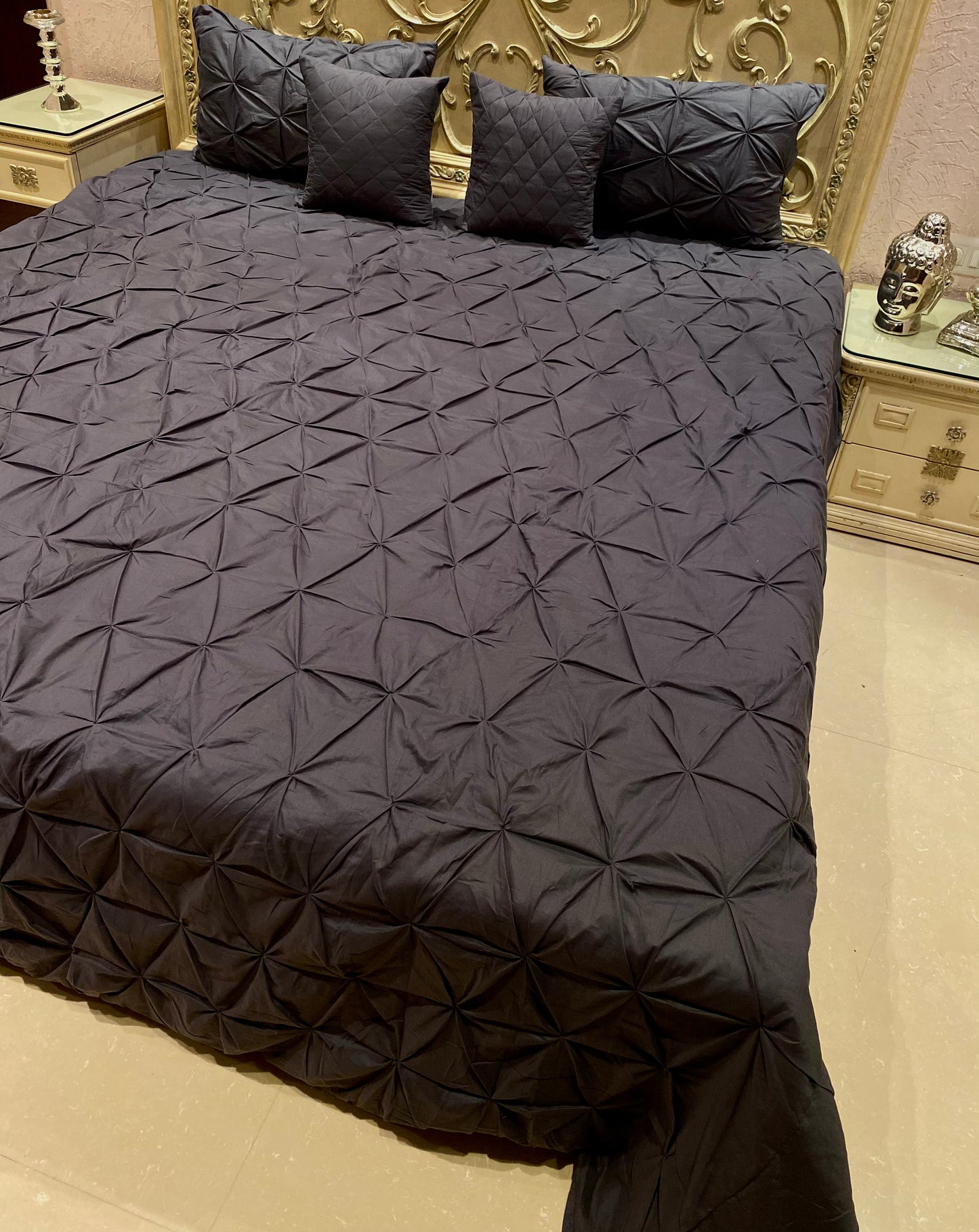 Pintucks Pure Cotton Quilted Bedding Set