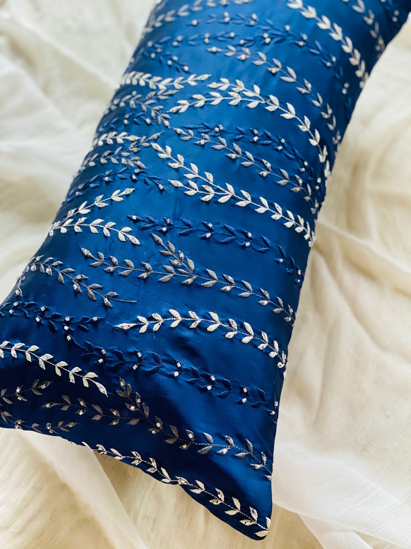 The Royal Blue embroidered lumbar cover