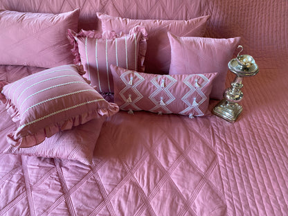 Pink PARIS Pure Cotton Quilted Bedding Set (Set of 8)