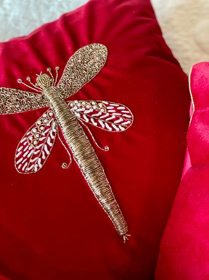 The Red Dragonfly Cushion Cover