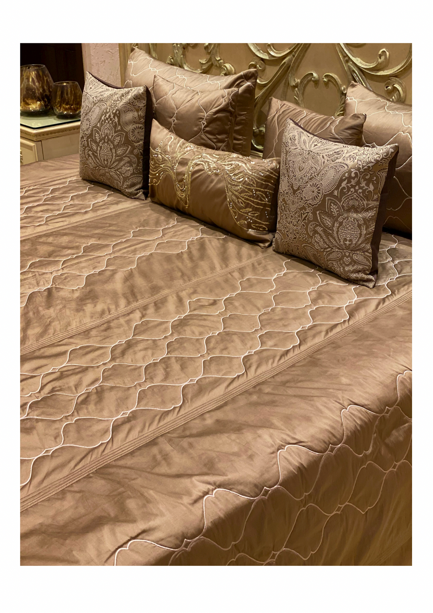 The Earthy Lotus Quilted Bedding Set