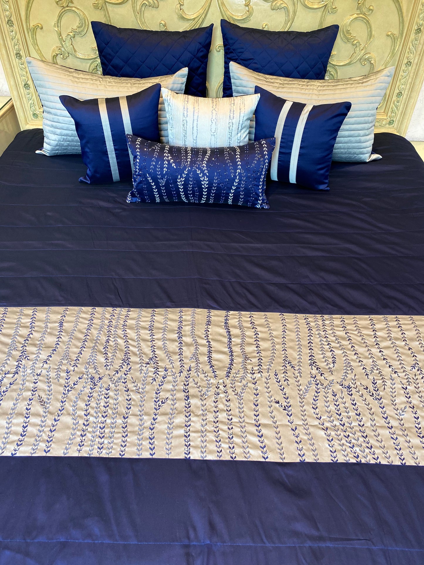 Royal Blue Embroidered Bedding Set