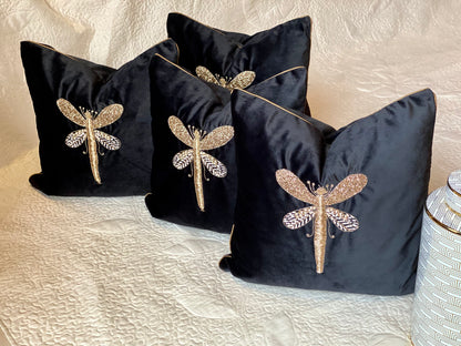 THE BLACK DRAGONFLY CUSHION COVER