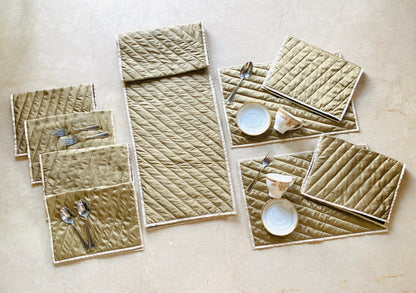 Gold Modern Quilted Dining Table Set