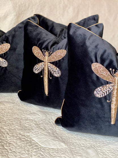 THE BLACK DRAGONFLY CUSHION COVER