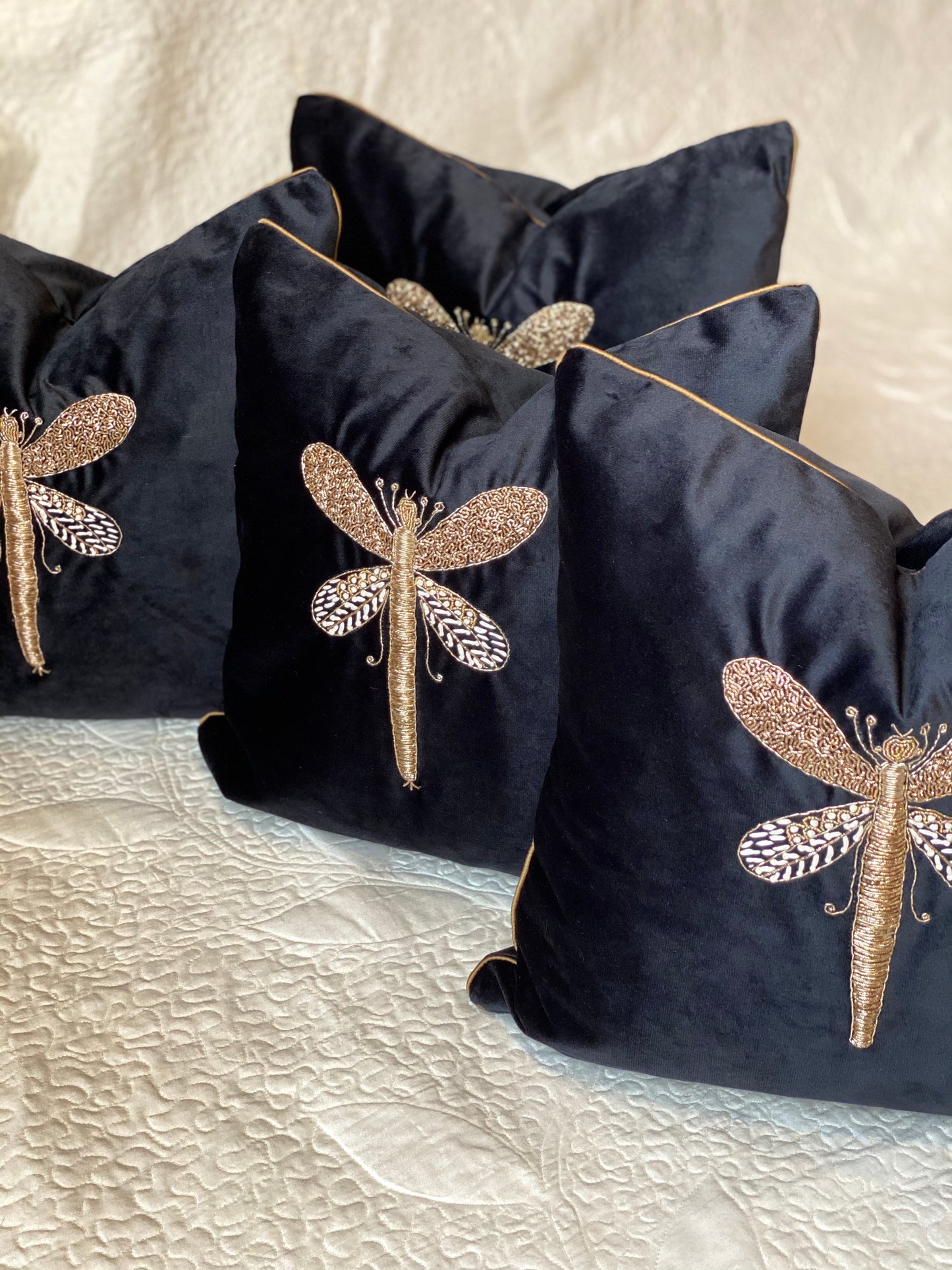 THE BLACK DRAGONFLY CUSHION COVER