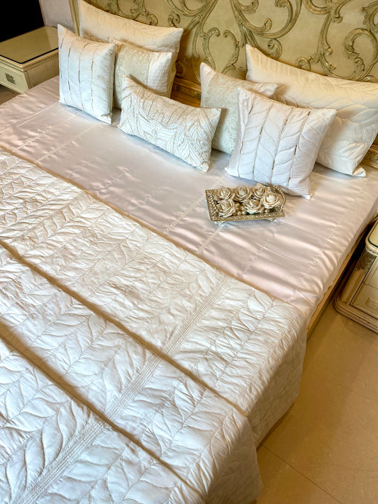 Moonstone Quilt & Satin sheet bedding Set