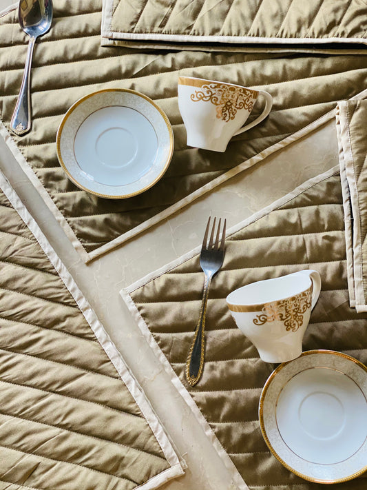 Gold Modern Quilted Dining Table Set