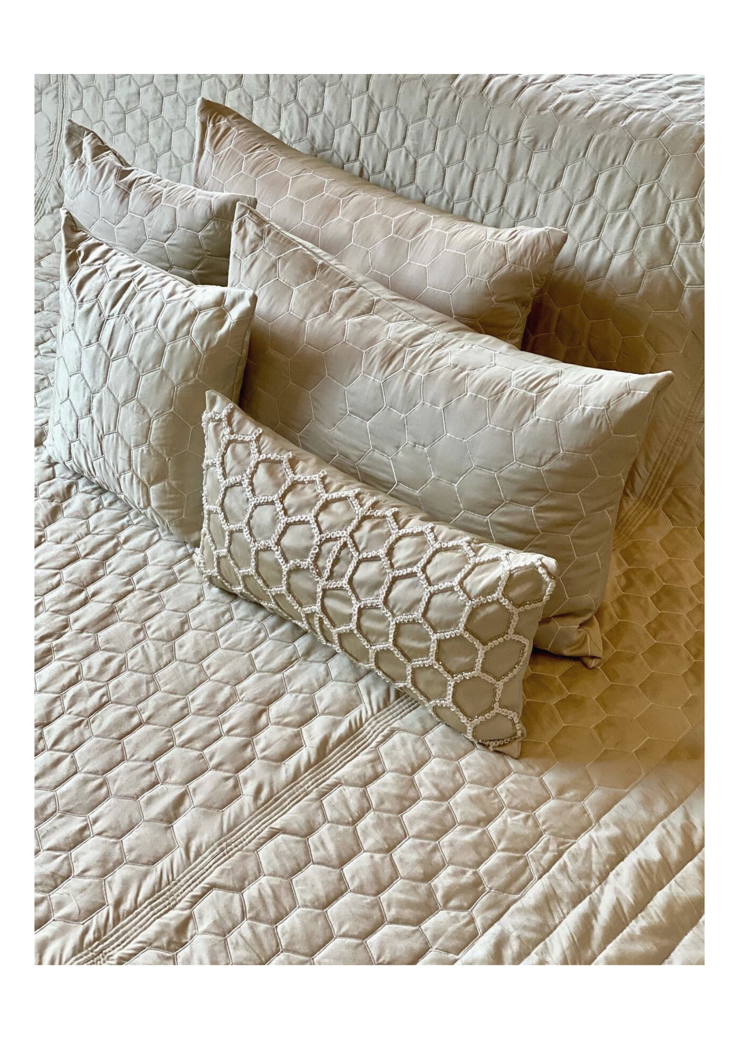 Ivory Honeycomb Quilted Bedding Set