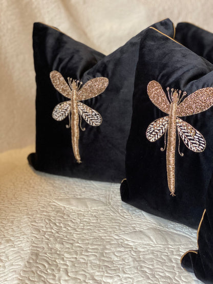 THE BLACK DRAGONFLY CUSHION COVER