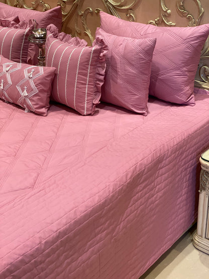 Pink PARIS Pure Cotton Quilted Bedding Set (Set of 8)