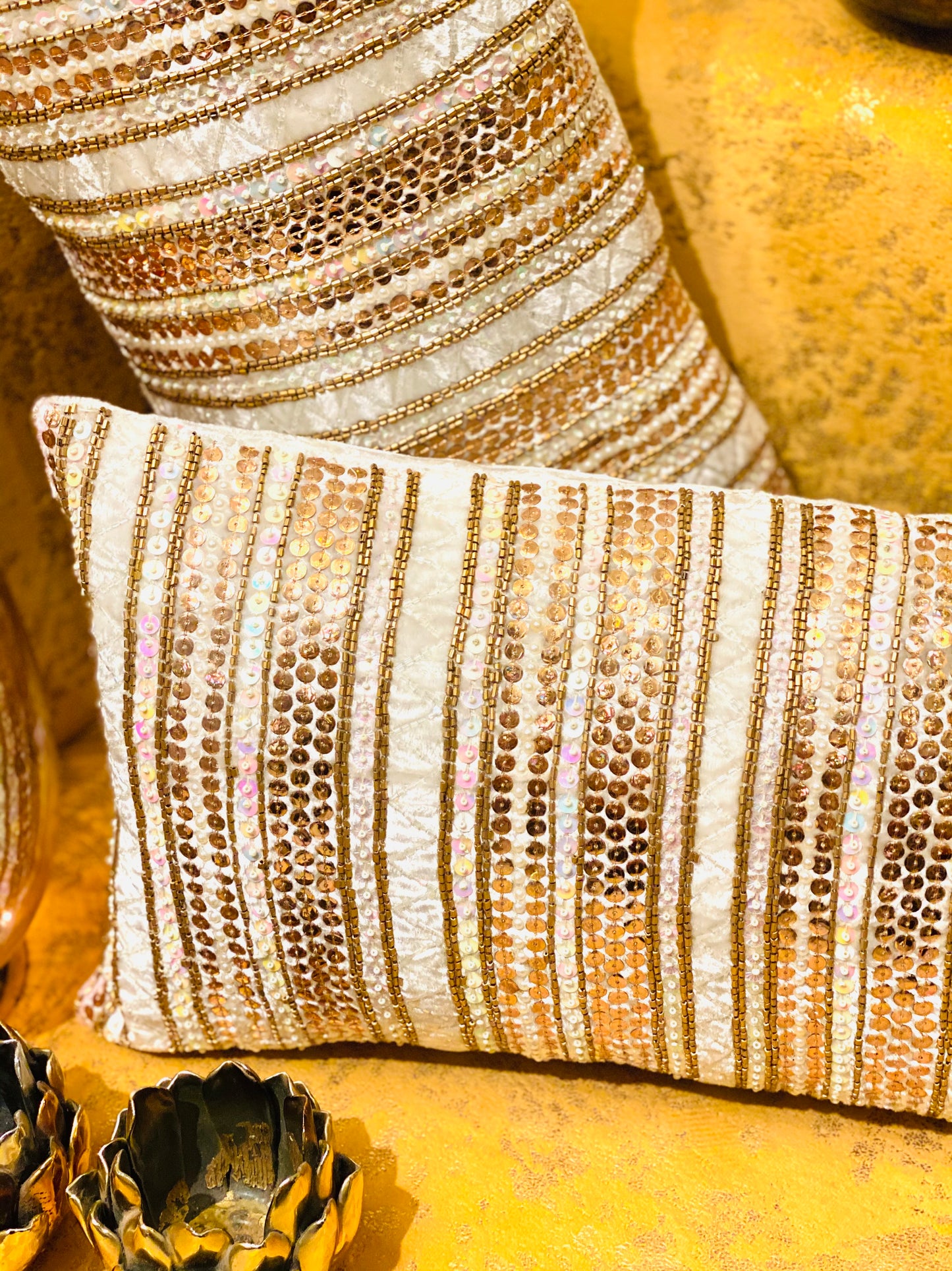 Gold Dynasty Velvet Throw pillow