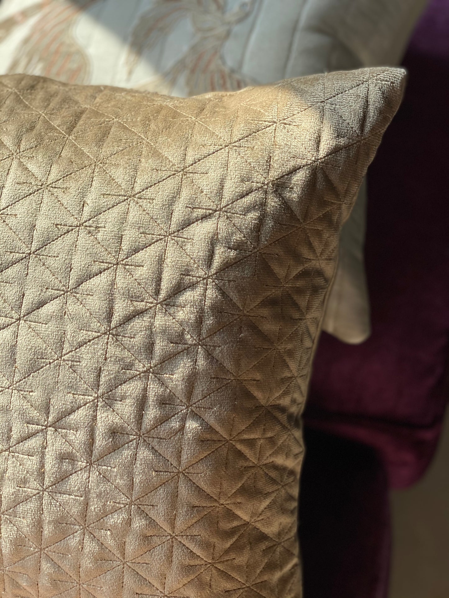 THE MOCHA SUEDE QUILTED CUSHION COVER