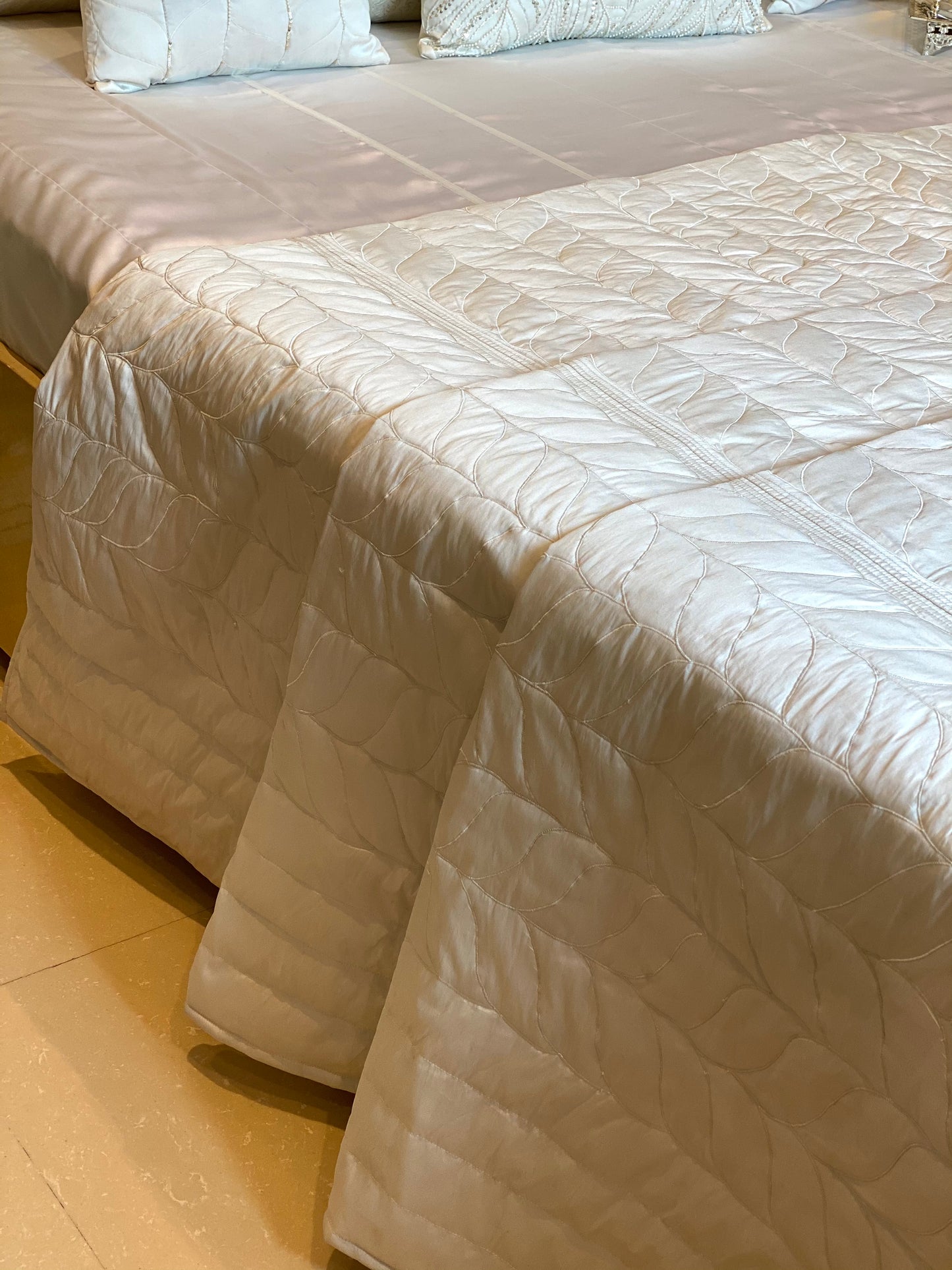 Moonstone Quilt & Satin sheet bedding Set