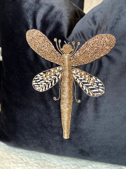 THE BLACK DRAGONFLY CUSHION COVER